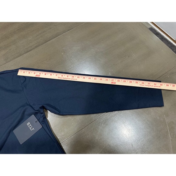 BYLT Signature Hooded Drop-Cut Long Sleeve Navy Shirt XL MTLS0153-404 NWT - Picture 11 of 12